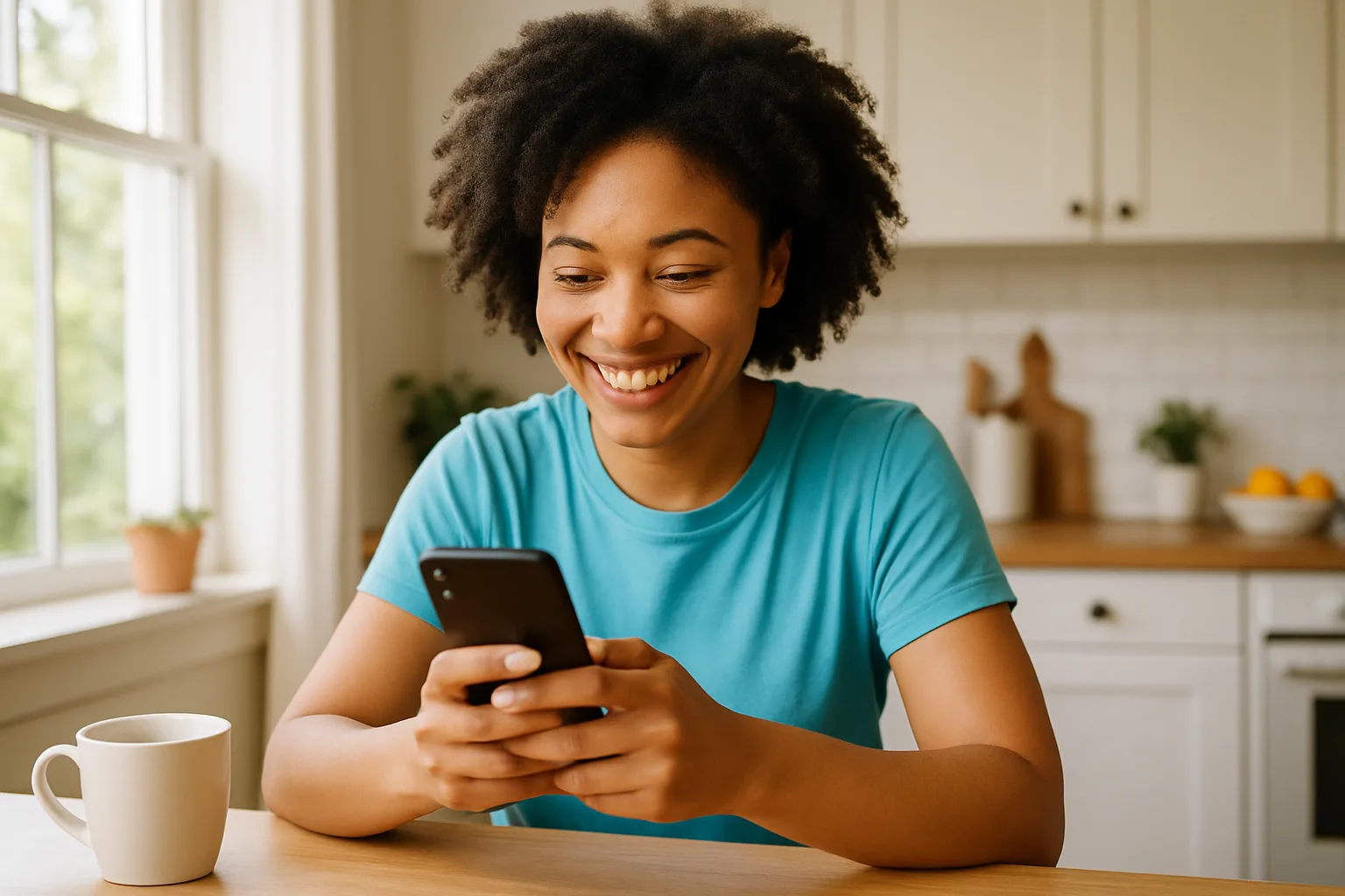 Person smiling while messaging on a smartphone — start dating in Devon